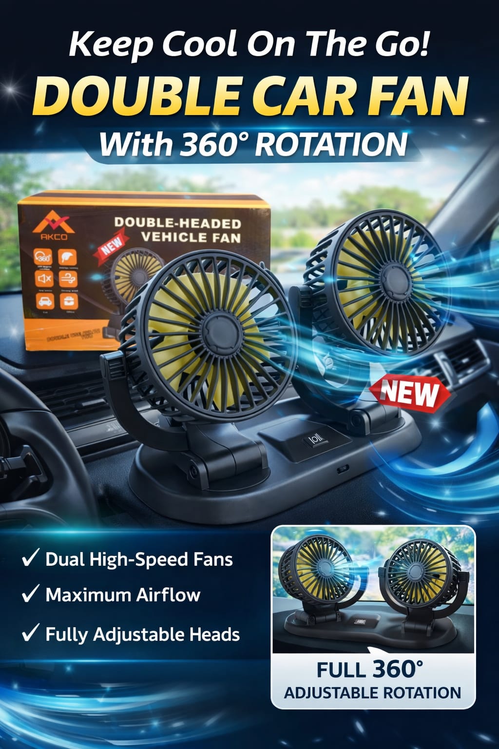 AKCO Double Car Fan