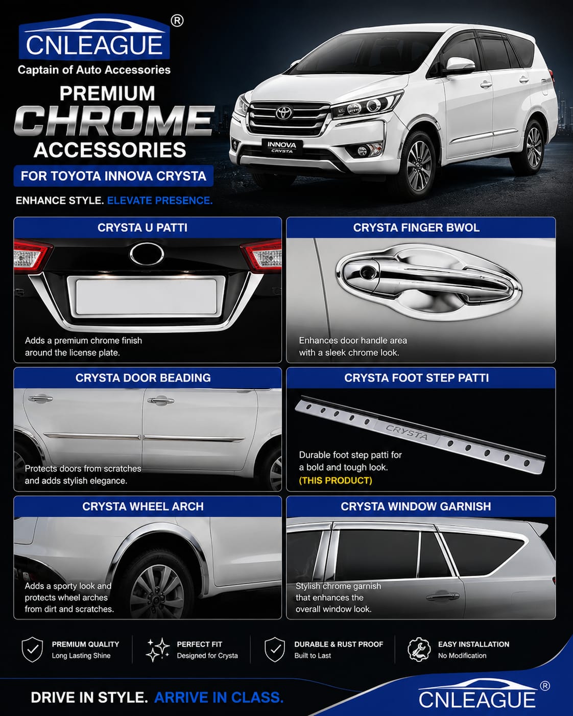 Toyota Innova Crysta Premium Chrome Accessories, image 1