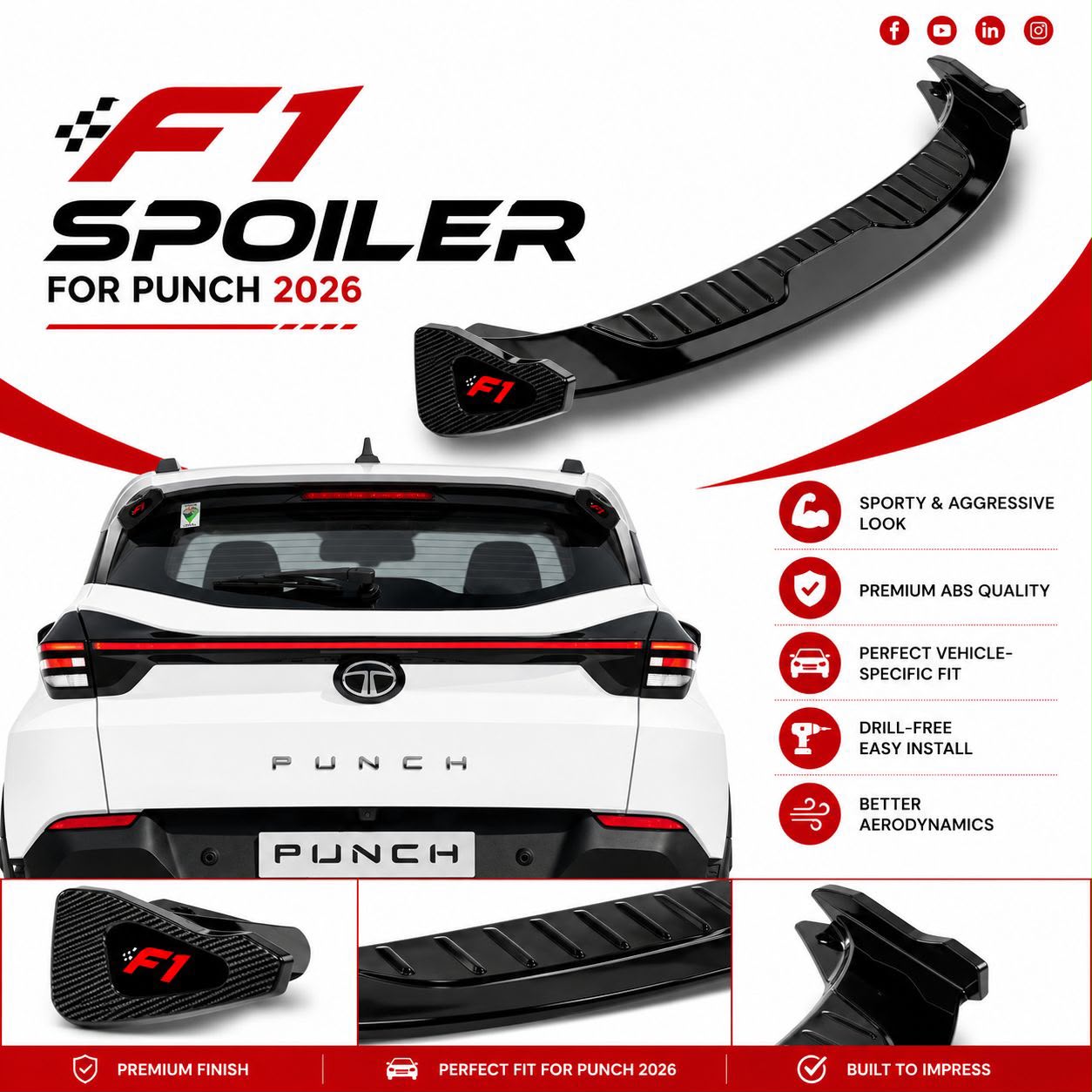 F1 Sporty Spoiler for Tata Punch 2026, image 1